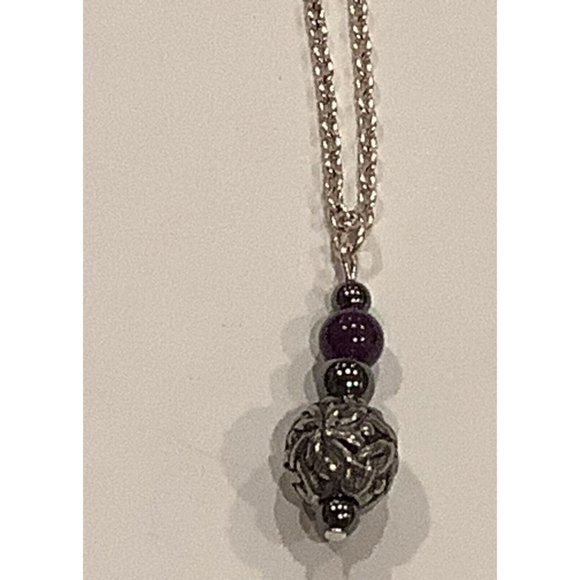 Beady Celtic Jewellery Amethyst And Pewter Necklace New In Box - Picture 4 of 4